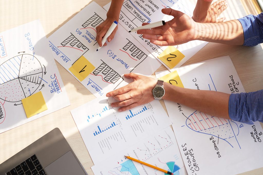 discussing business graphs small 1